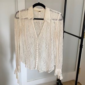 White lace Free People blouse